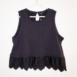 J. Crew Black Cotton Ruffle Tank